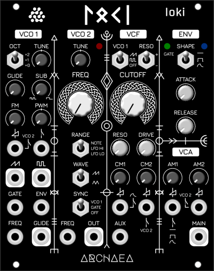 Loki Eurorack mono synth panel